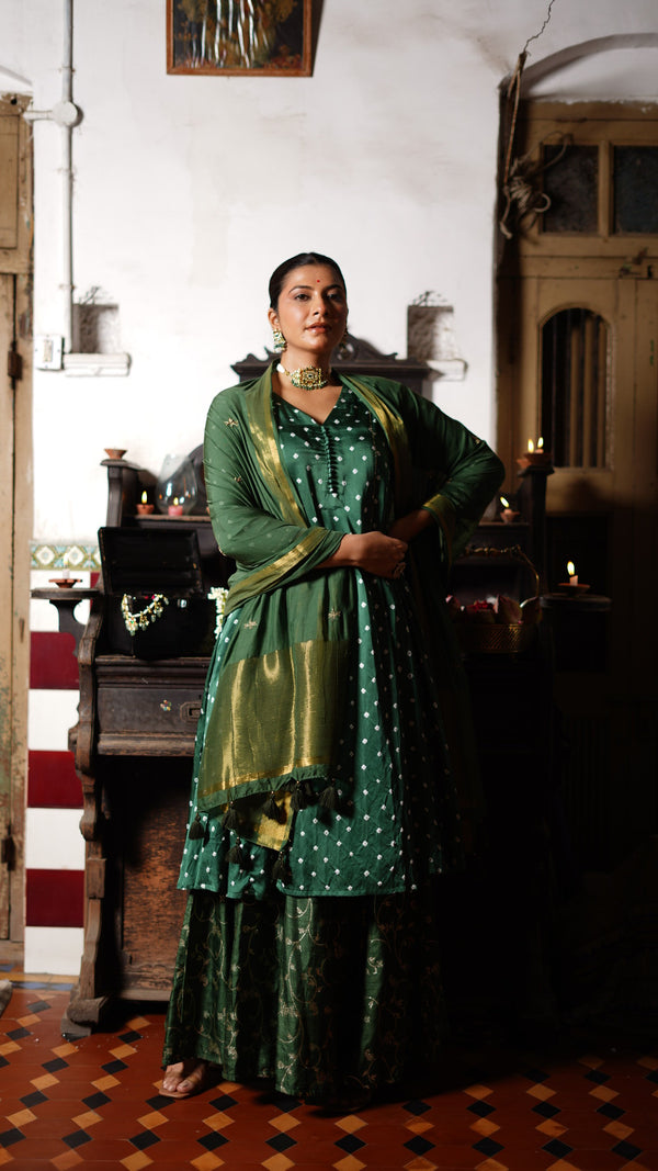 Green kurta and palazzo set