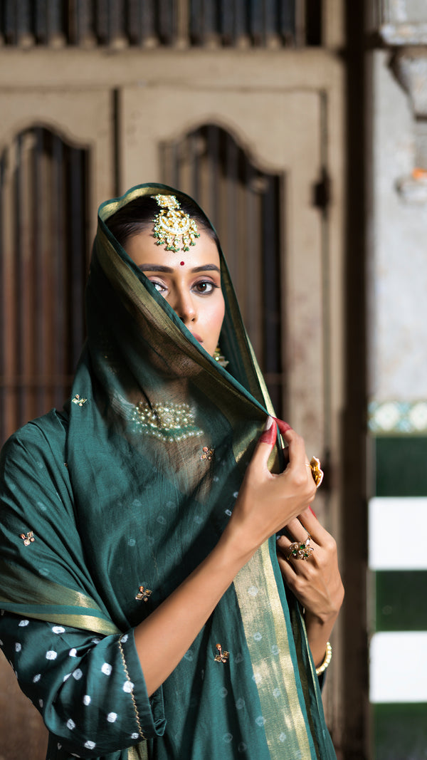 Dark Green kurta and palazzo set