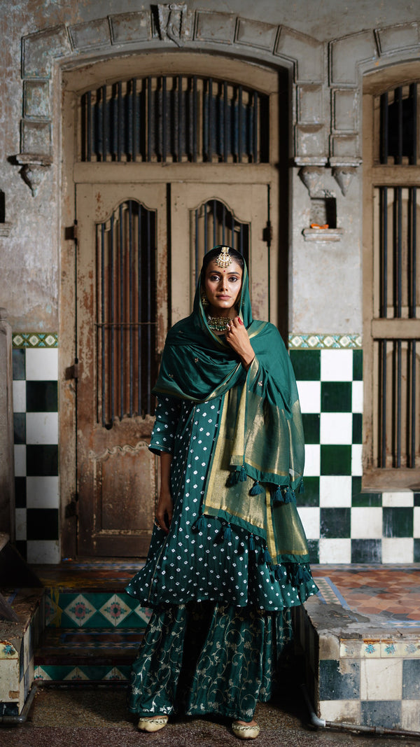 Dark Green kurta and palazzo set