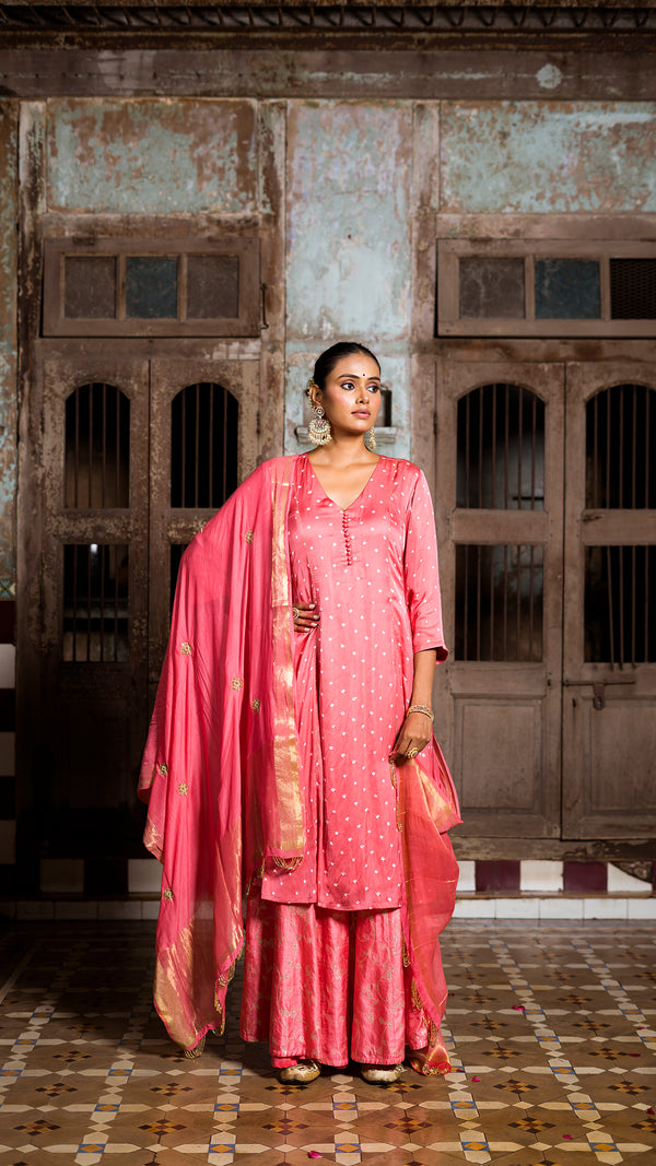 Peach kurta and palazzo set