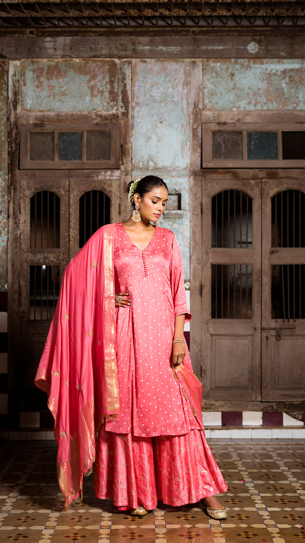 Peach kurta and palazzo set