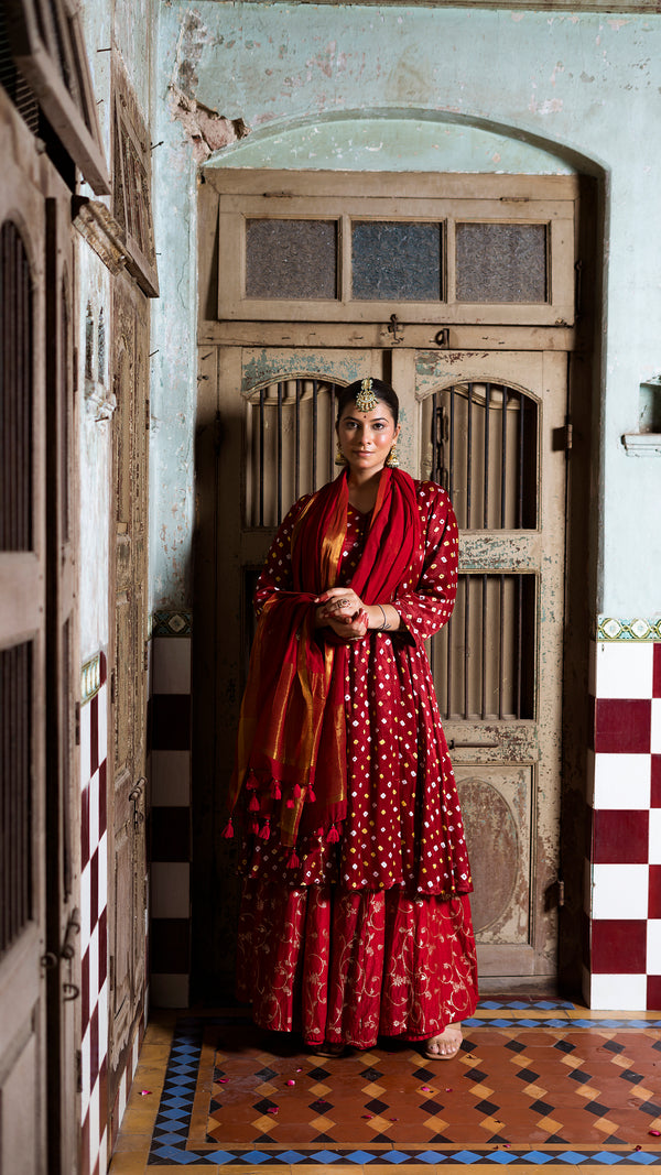 Maroon kurta and palazzo set