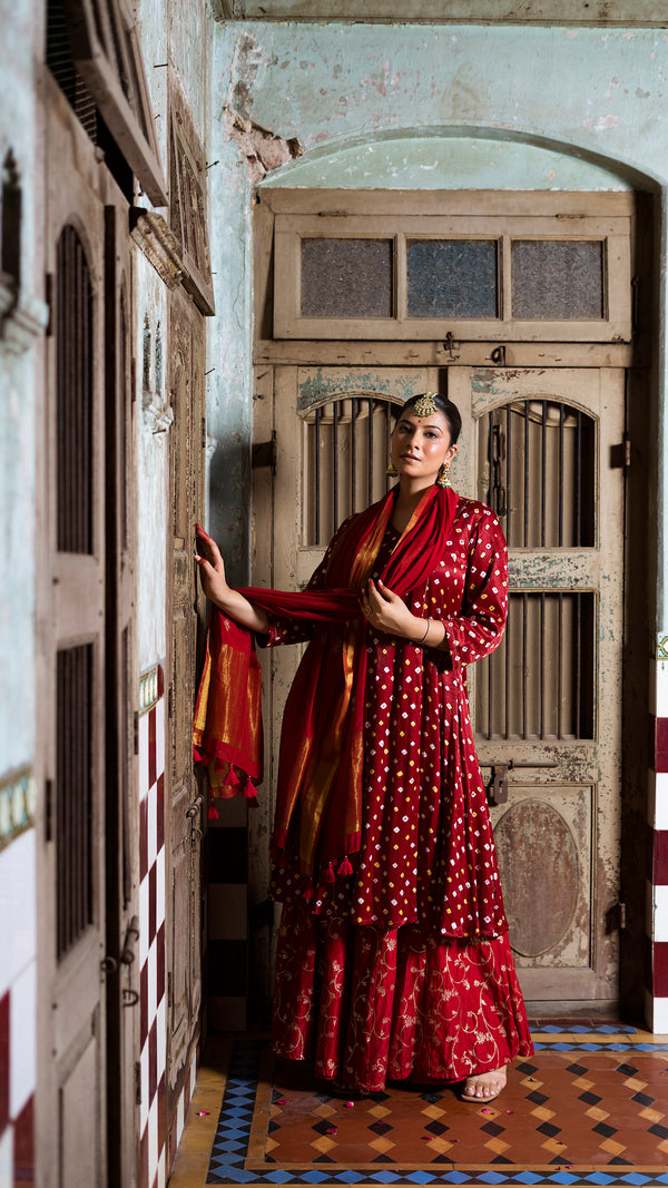 Maroon kurta and palazzo set