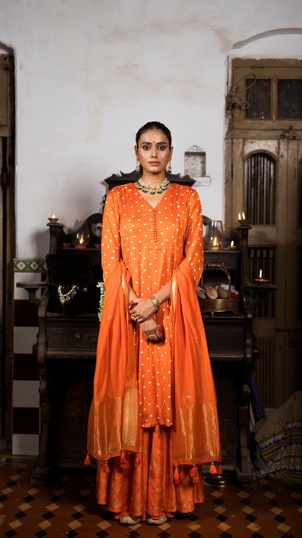 Orange kurta and palazzo set