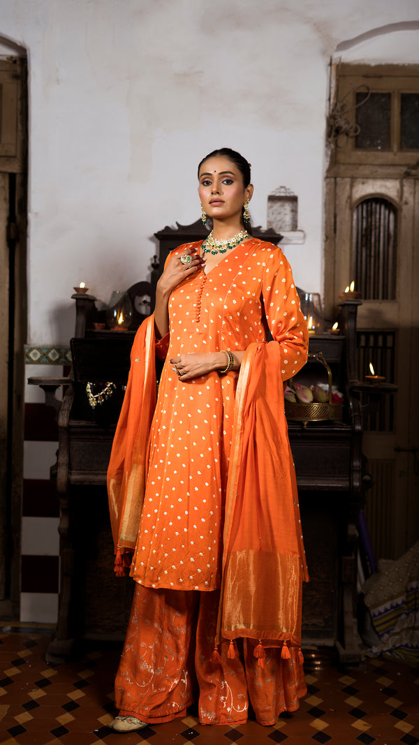 Orange kurta and palazzo set