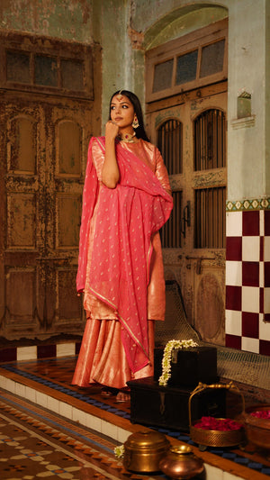 PINK BANARASI SHARARA SET