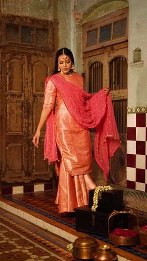 PINK BANARASI SHARARA SET