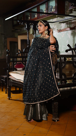 BLACK BANARASI SHARARA SET
