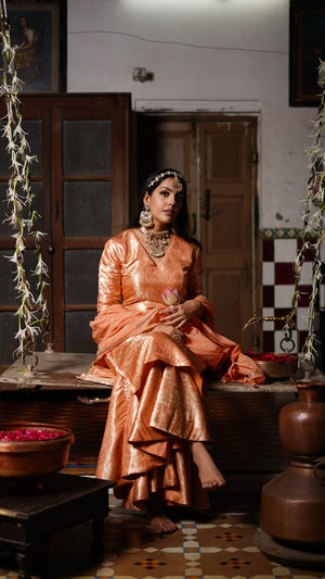 ORANGE BANARASI SHARARA SET
