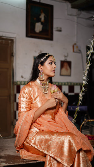 ORANGE BANARASI SHARARA SET