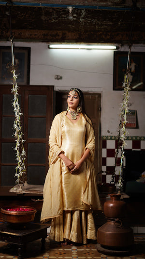 BEIGE BANARASI SHARARA SET