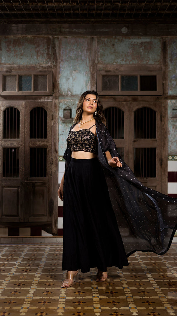 Black Organza Cape set