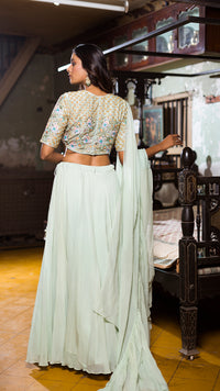 SEA GREEN RUFFLE LEHENGA SET