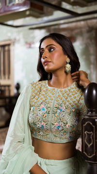 SEA GREEN RUFFLE LEHENGA SET