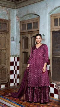 Wine kurta and palazzo set