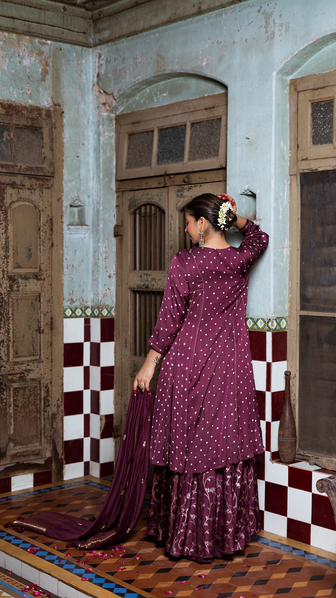 Wine kurta and palazzo set