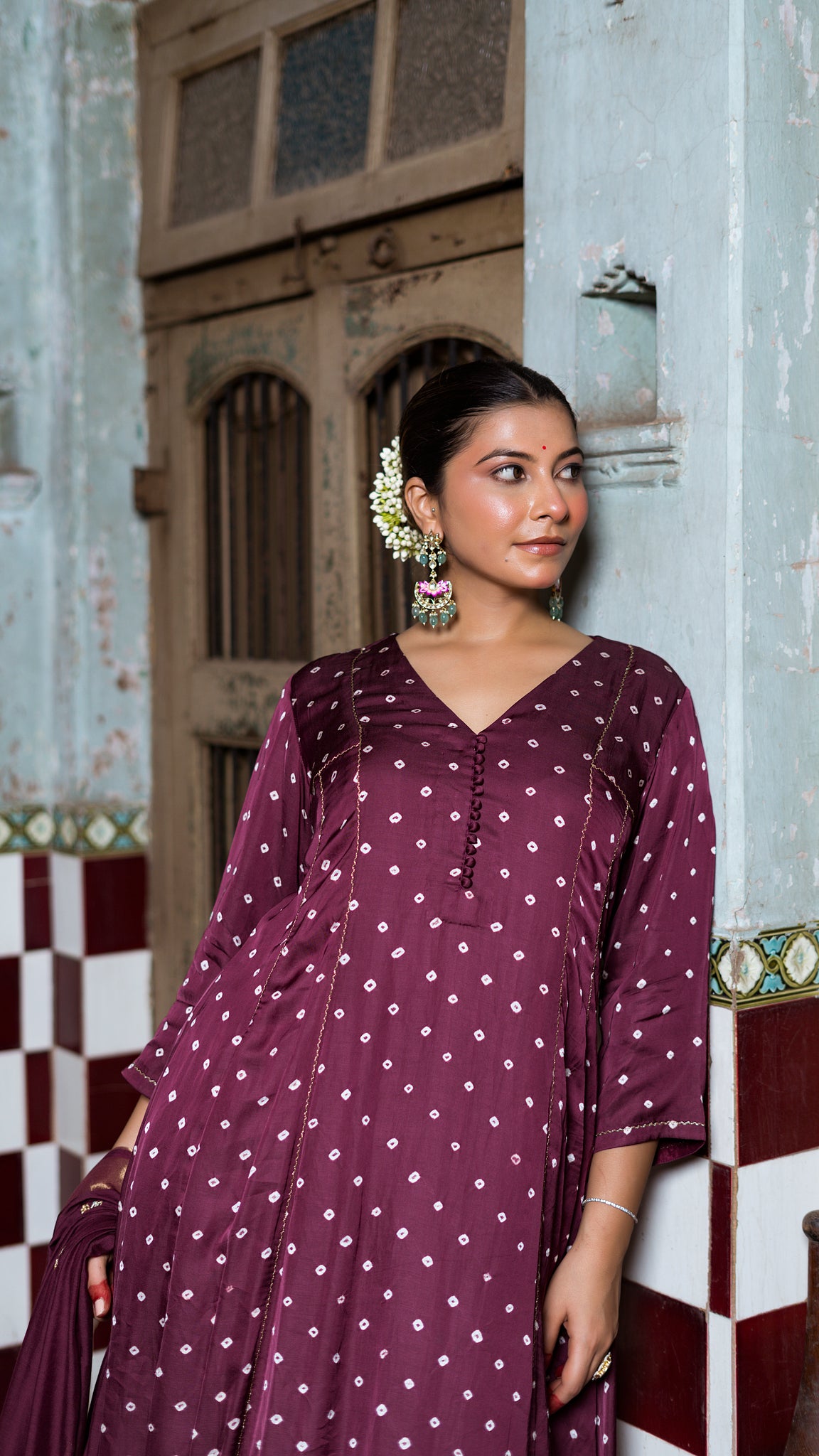 Wine kurta and palazzo set