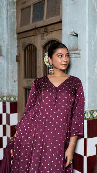 Wine kurta and palazzo set