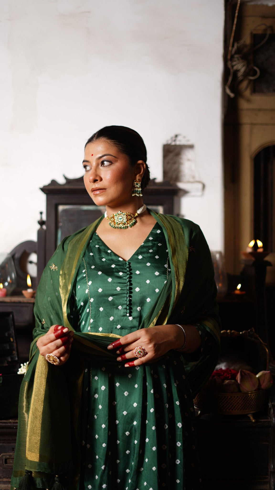 Green kurta and palazzo set