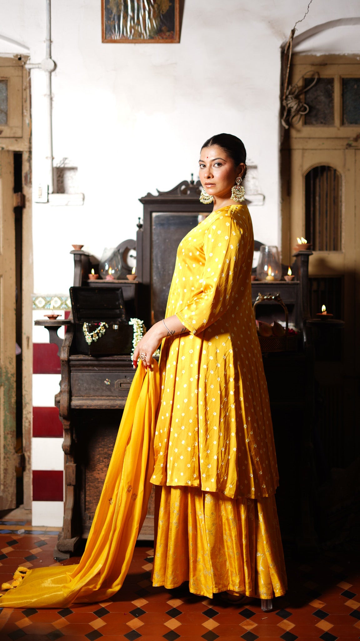 Yellow kurta and palazzo set