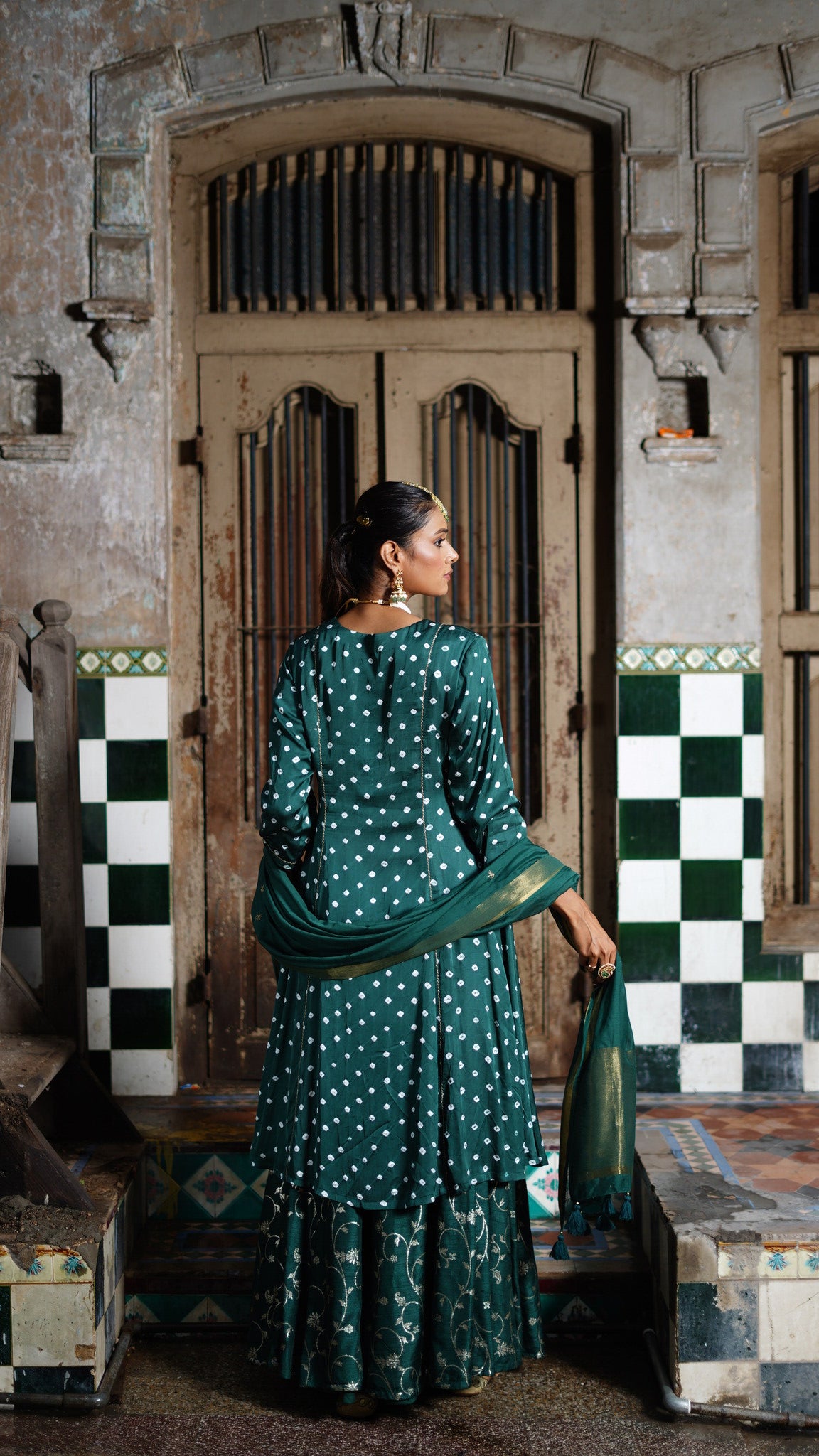 Dark Green kurta and palazzo set
