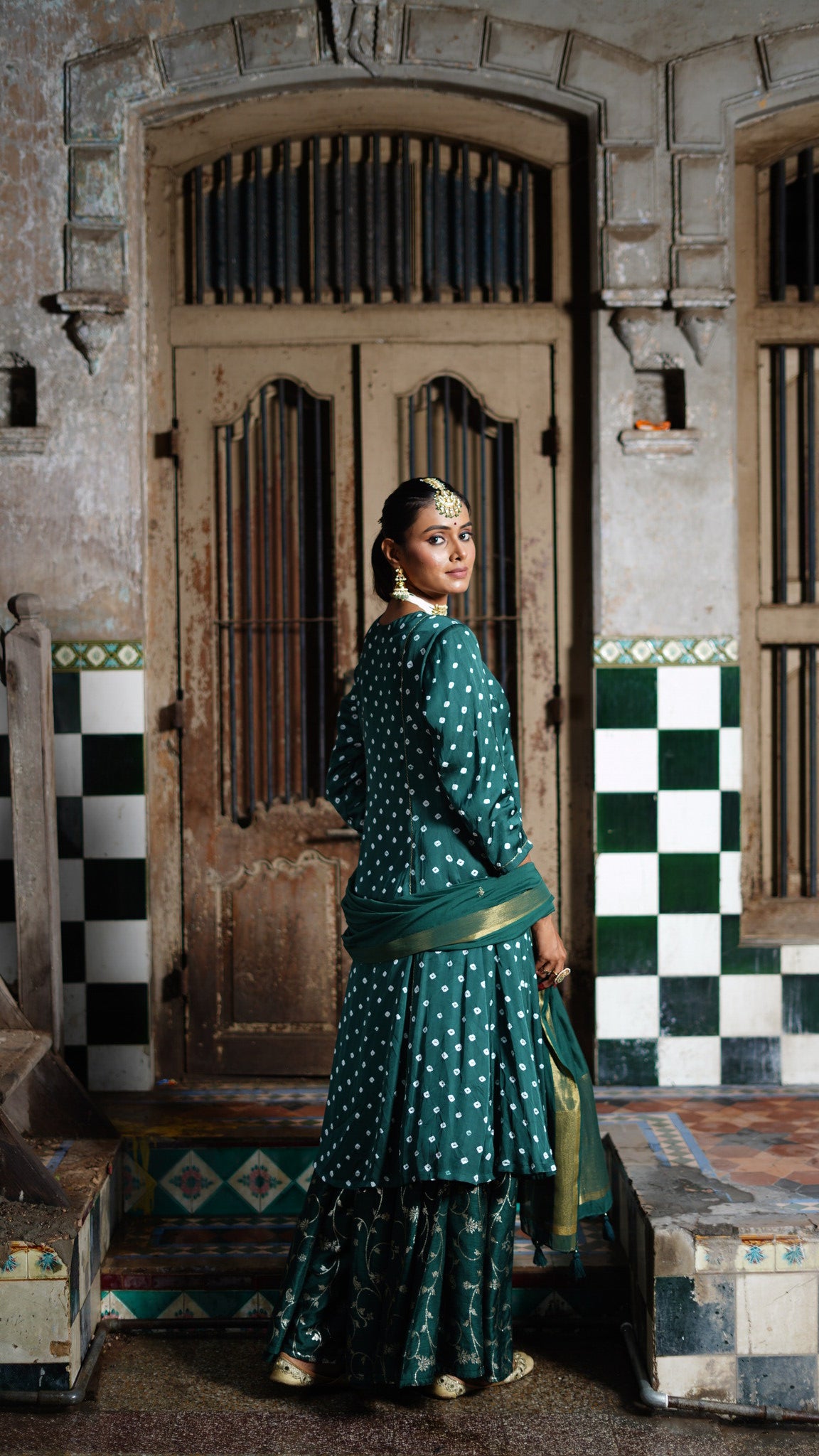 Dark Green kurta and palazzo set