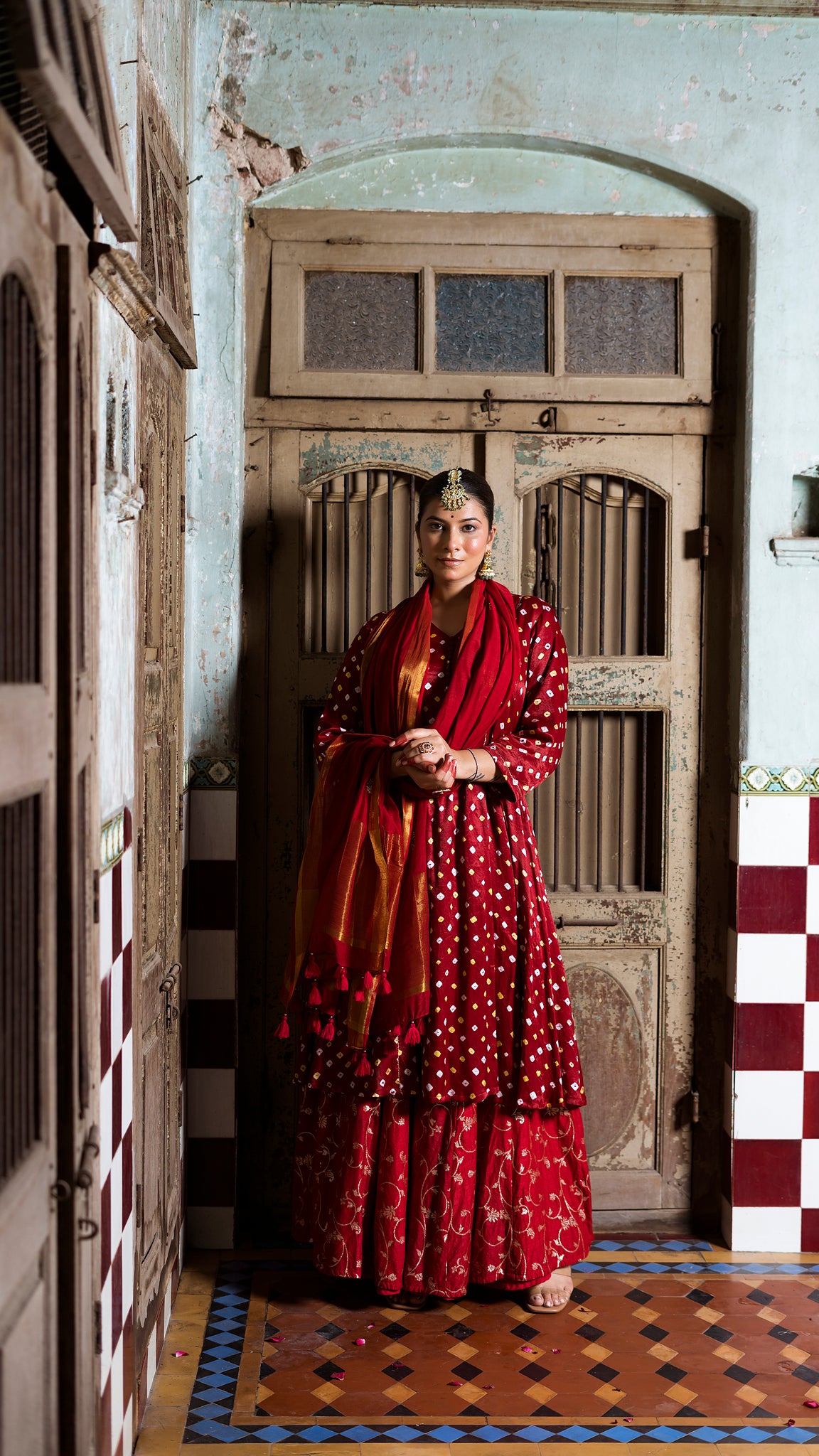 Maroon kurta and palazzo set