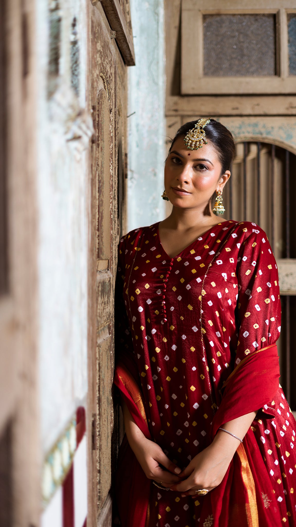 Maroon kurta and palazzo set