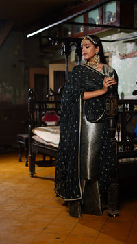 BLACK BANARASI  SHARARA SET