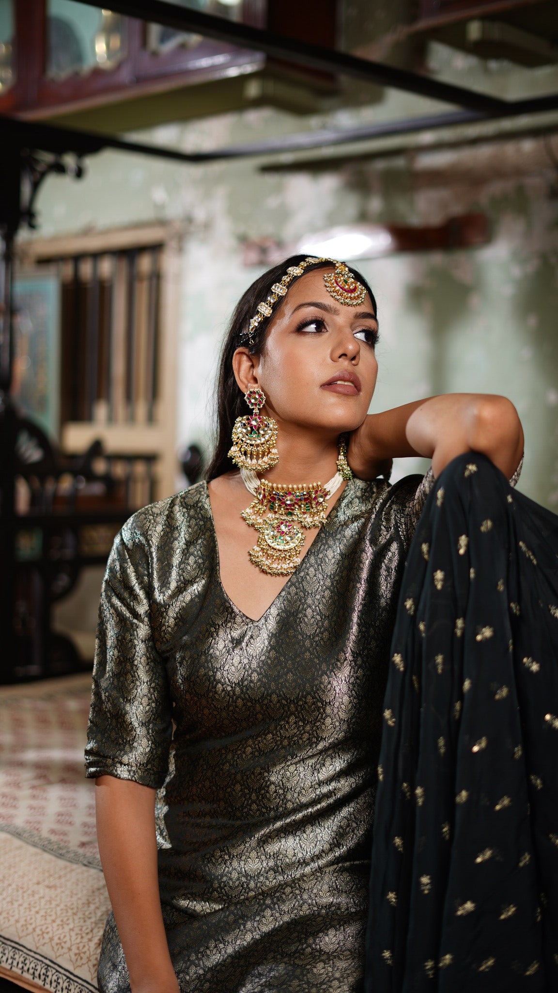 BLACK BANARASI  SHARARA SET