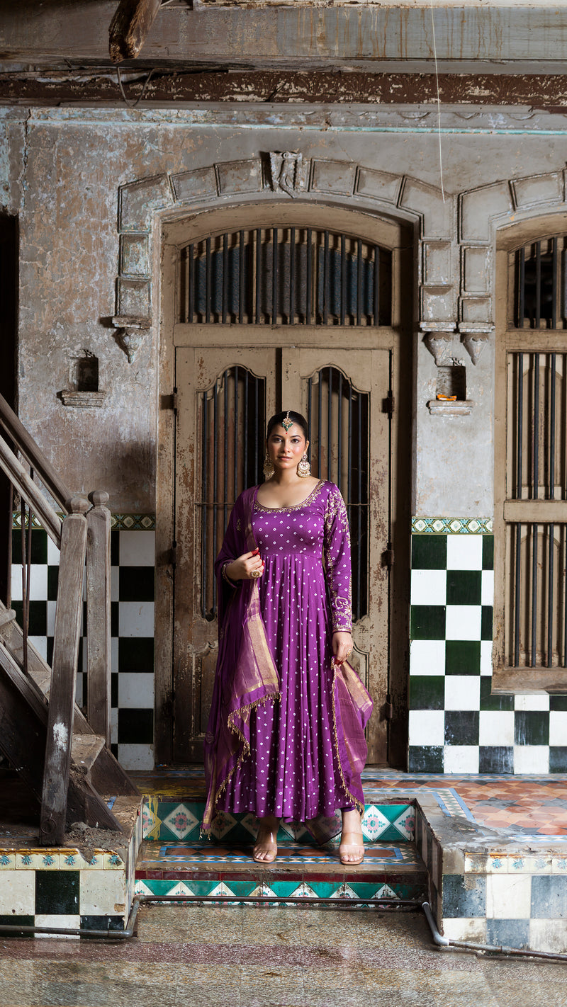 Purple anarkali set