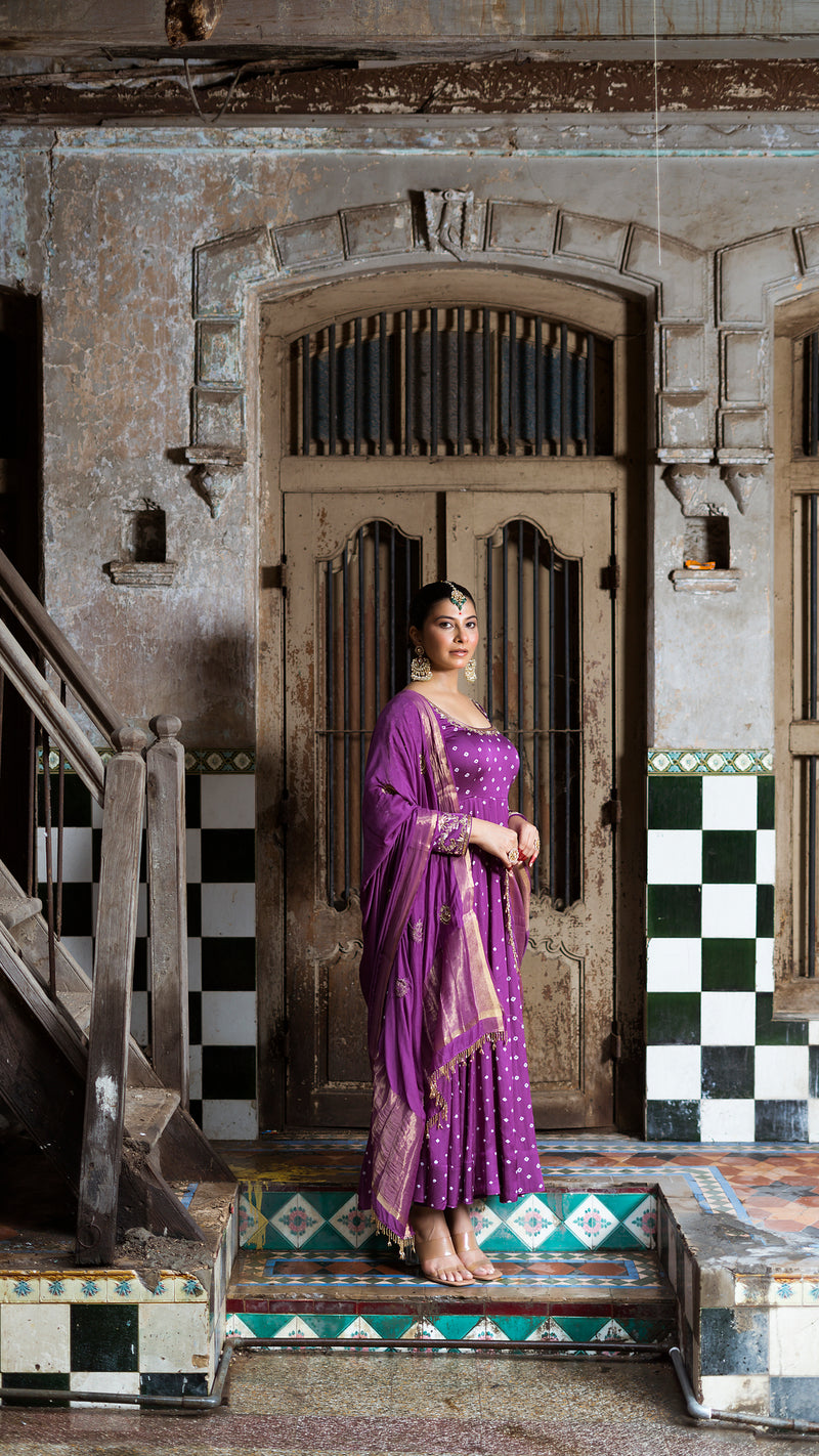 Purple anarkali set