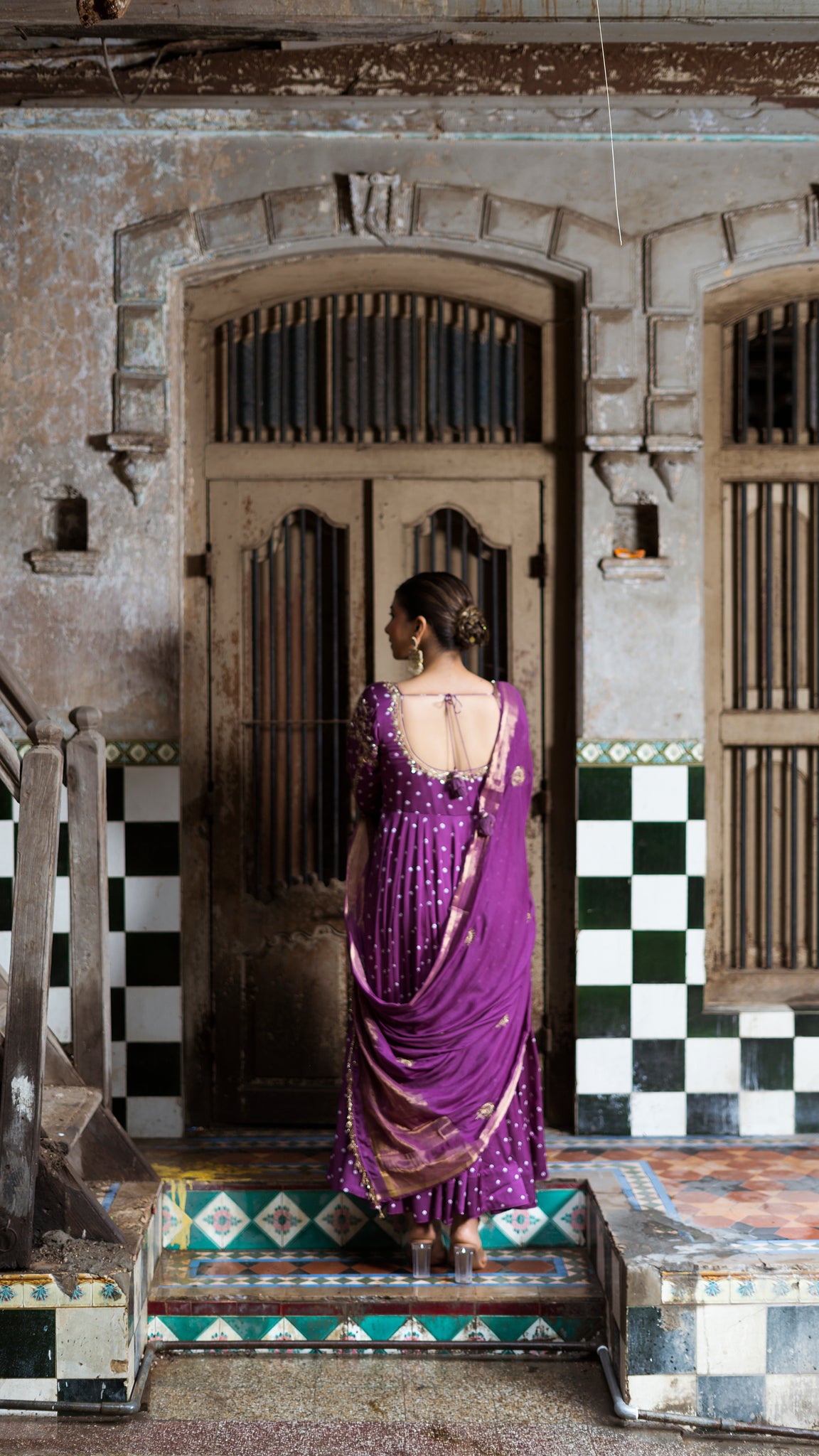 Purple anarkali set