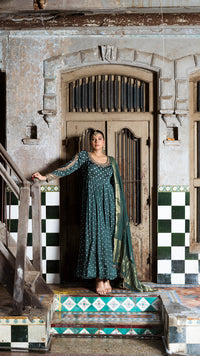 Dark Green anarkali set
