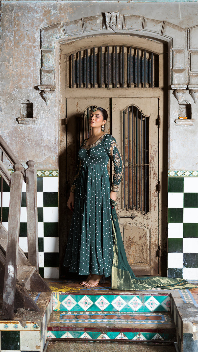 Dark Green anarkali set