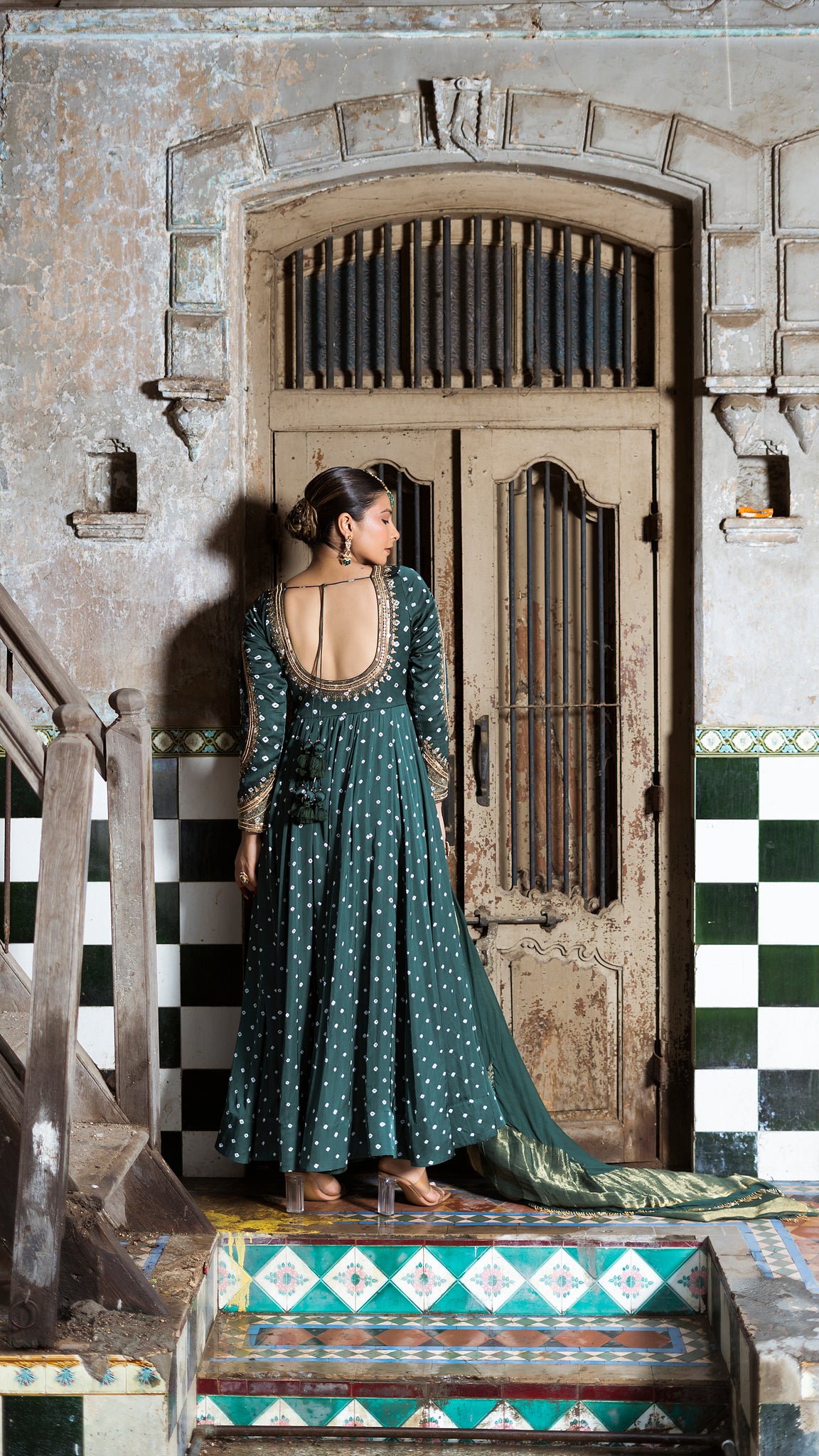 Dark Green anarkali set