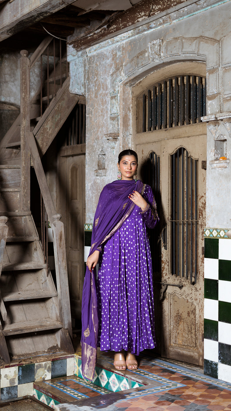 Violet anarkali set