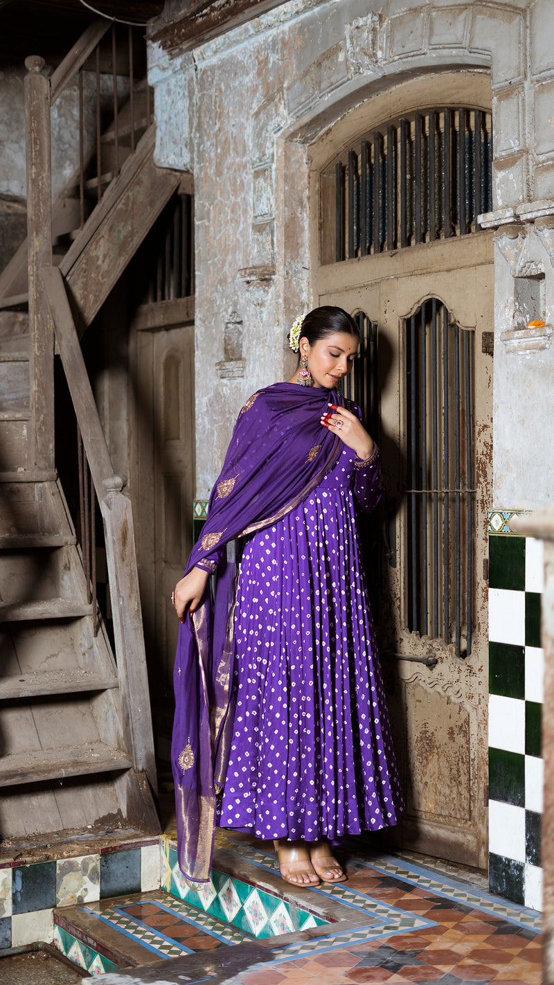 Violet anarkali set