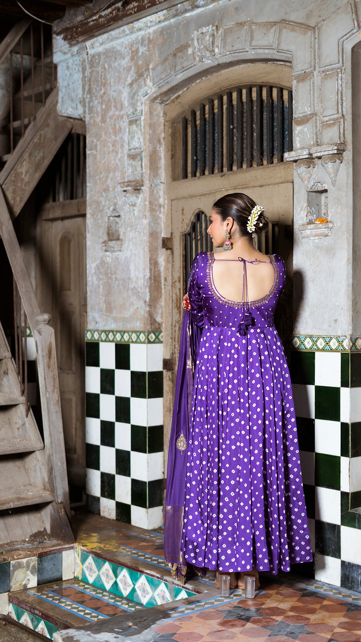 Violet anarkali set