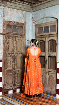 Orange anarkali set
