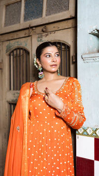 Orange anarkali set