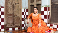 Orange anarkali set