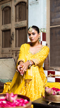 Yellow anarkali set