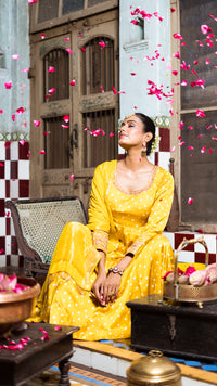 Yellow anarkali set