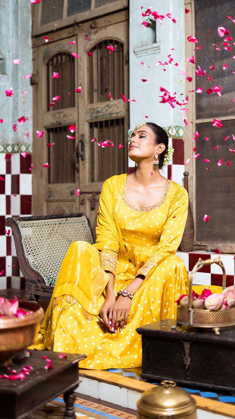Yellow anarkali set