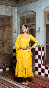 Yellow anarkali set