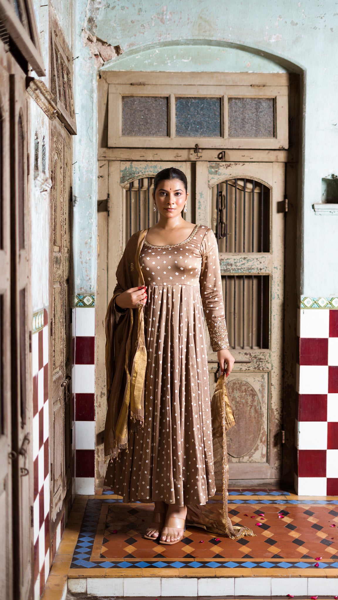 Light brown anarkali set