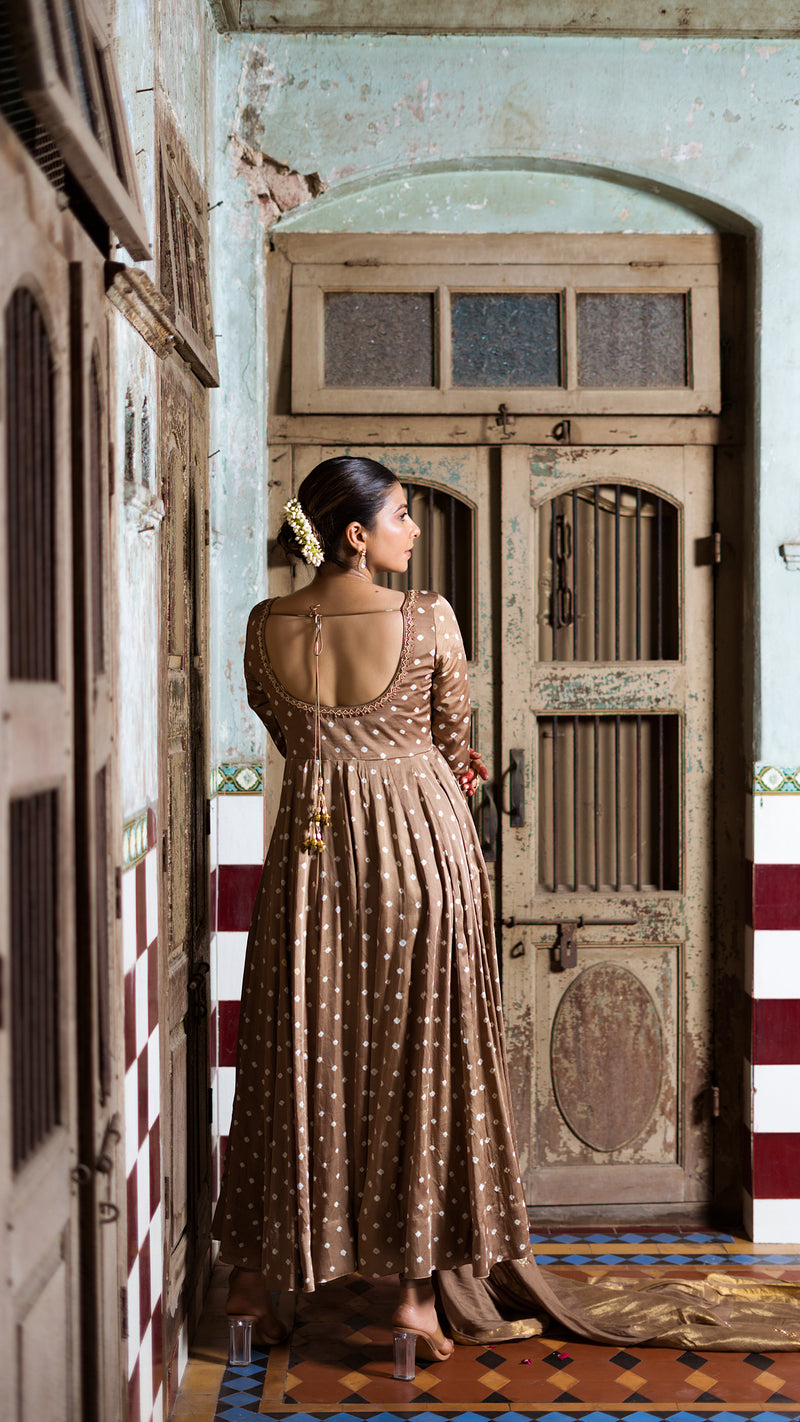Light brown anarkali set