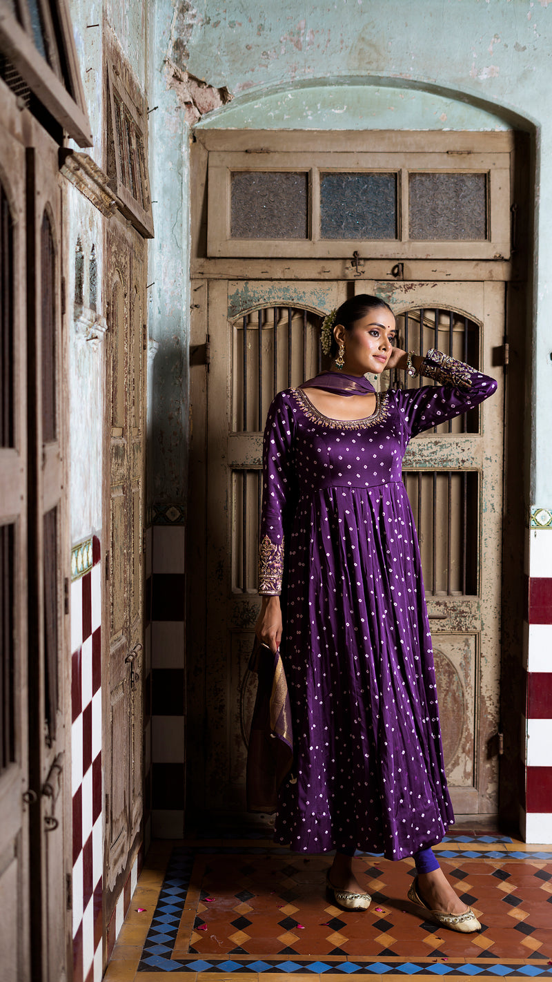 Dark Purple anarakli set