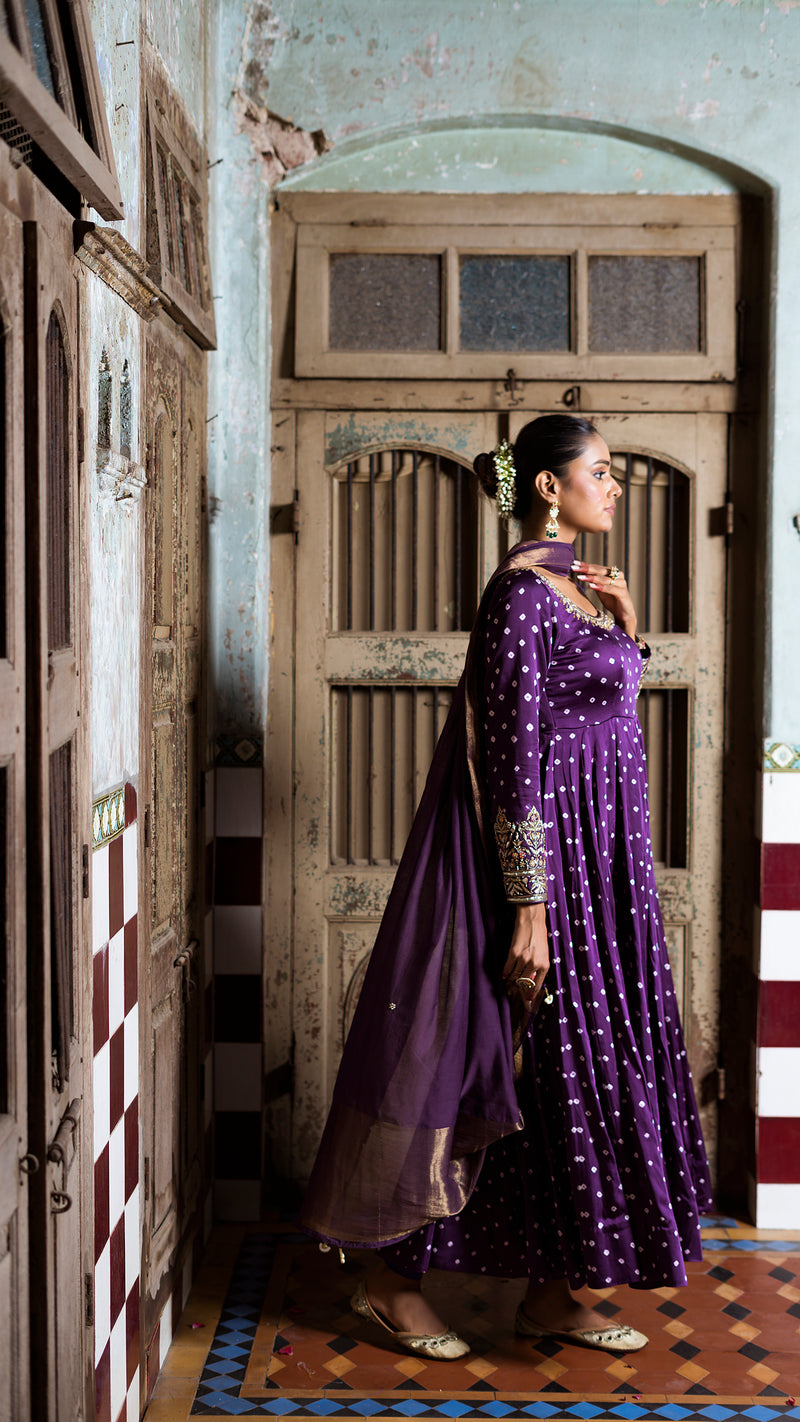 Dark Purple anarakli set